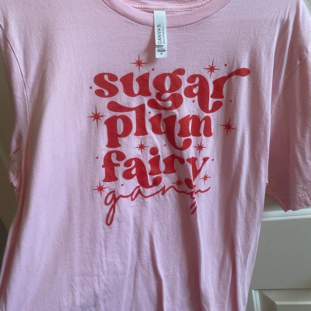 Bella Canvas Pink Short Sleeve Tee with Sugar Plum Fairy Design